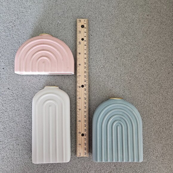 3 Piece Set of Bud Vases Pastel Pink Blue Cream - Picture 5 of 5